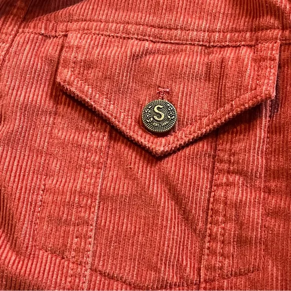 Sundance Corduroy Faux Sherpa Lined Coat Jacket Burnt Orange Rust Womens Size S - Picture 3 of 7